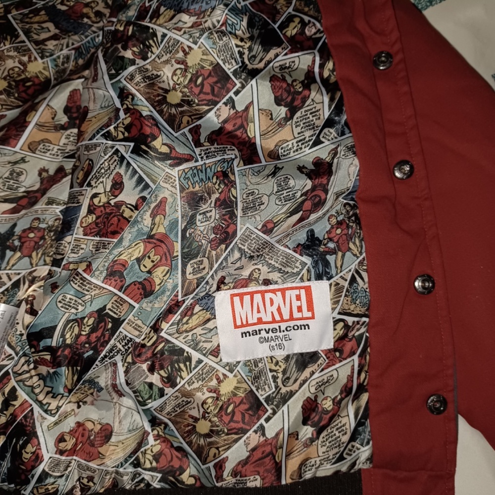 NWT Marvels Iron Man Comic Book Winter Snap Front Coat Men’s Sz Large
